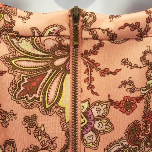 Copper Key Women Sz XL Peach Paisley Sleeveless Halter Fit Flare Dress Coquette - Picture 10 of 10